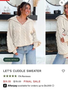 Let's Cuddle Cable-Knit Zip Sweater - Cream